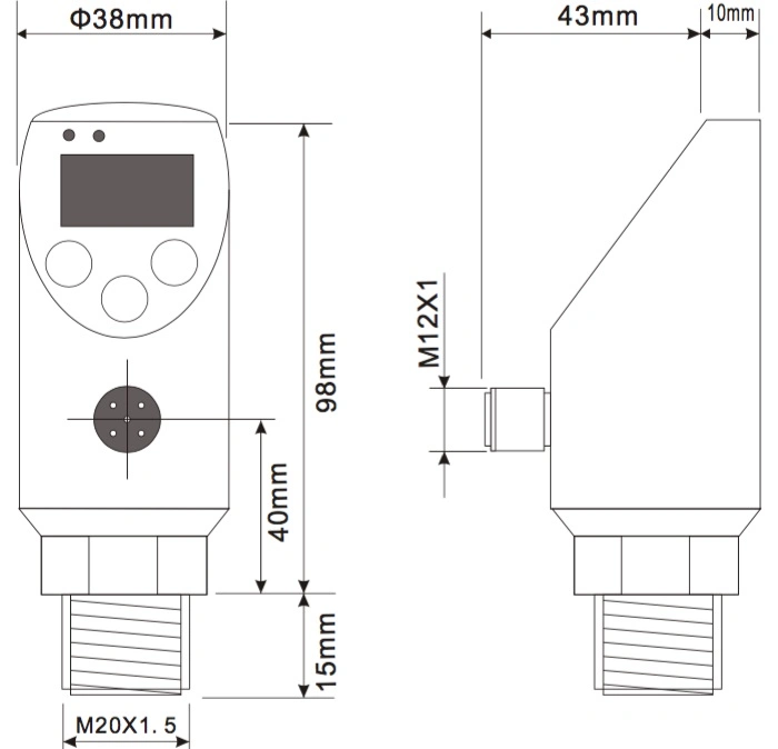 HPM5010 Digital OLED Display Pressure Switch PNP Output