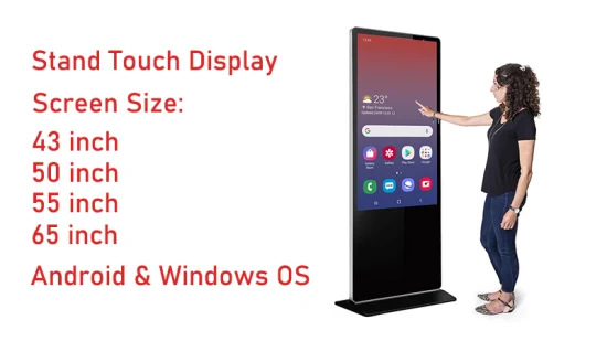 Floor Stand Digital Signage Video Player Big Touch Screen Screen Vertical Interactive LCD Advertising TV Display for Shopping Mall